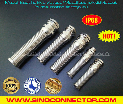 Flexible Cable Gland Metric Nickel-Plated Brass Waterproof IP68 with Spiral Anti-Bending Protector