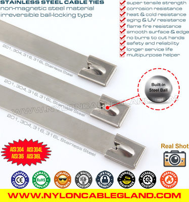 316, 304 Stainless Steel Cable Tie Wrap, 490 lbs Metal Zip Tie Strap Versatile Ball-Lock Cable Zip Tie 100~1000mm x 7.9mm for Vehicles
