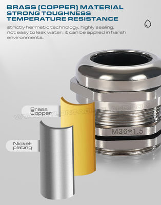 Nickel-Plated Brass M20 Metric Cable Gland, IP68 Adjustable Waterproof Cable Connector for 6-12mm Cable