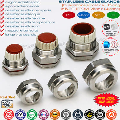 Waterproof IP68 Metric Cable Glands Sealing Connectors Stainless Steel 304/316/316L with Silicone Rubber Seals