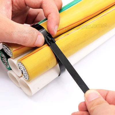 Zip Ties Metal Cable Ties Stainless Steel with Full Epoxy or Nylon 11 Coating, Version 304, 316 or 316L, Width 7.9mm x Length 300-1000mm, For Industrial Site