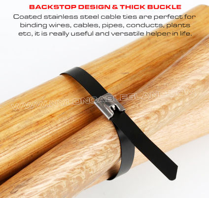 Polyester Coated 304/316 Stainless Steel Cable Ties, Epoxy Coated Metal Cable Tie 15mm x 400mm (800 lbs) for Machines