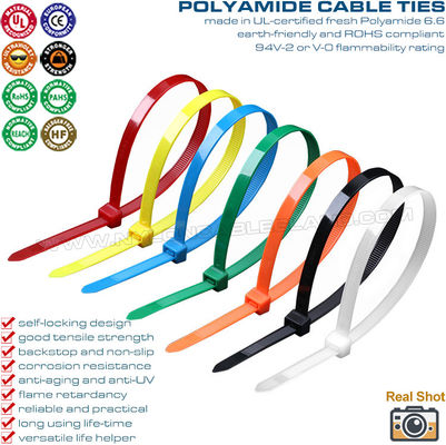 Cable Ties 4.8x300mm Plastic Zip Cable Tie, Ø3.5~80mm Adjustable PA Nylon 66 Cable Tie (50lbs) for Home, Office, Garden