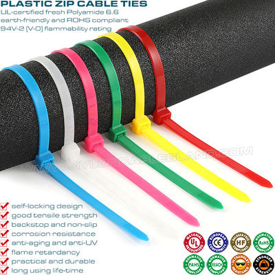 Cable Ties 4.8x300mm Plastic Zip Cable Tie, Ø3.5~80mm Adjustable PA Nylon 66 Cable Tie (50lbs) for Home, Office, Garden