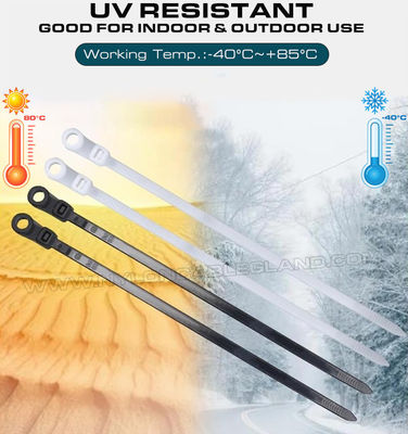 Nylon (PA)66 Cable Tie with Round Mounting Hole 300mm x 4.8, Screw Mount Plastic Cable Tie (50lbs) Mountable Head Zip Tie for Hanging Objects